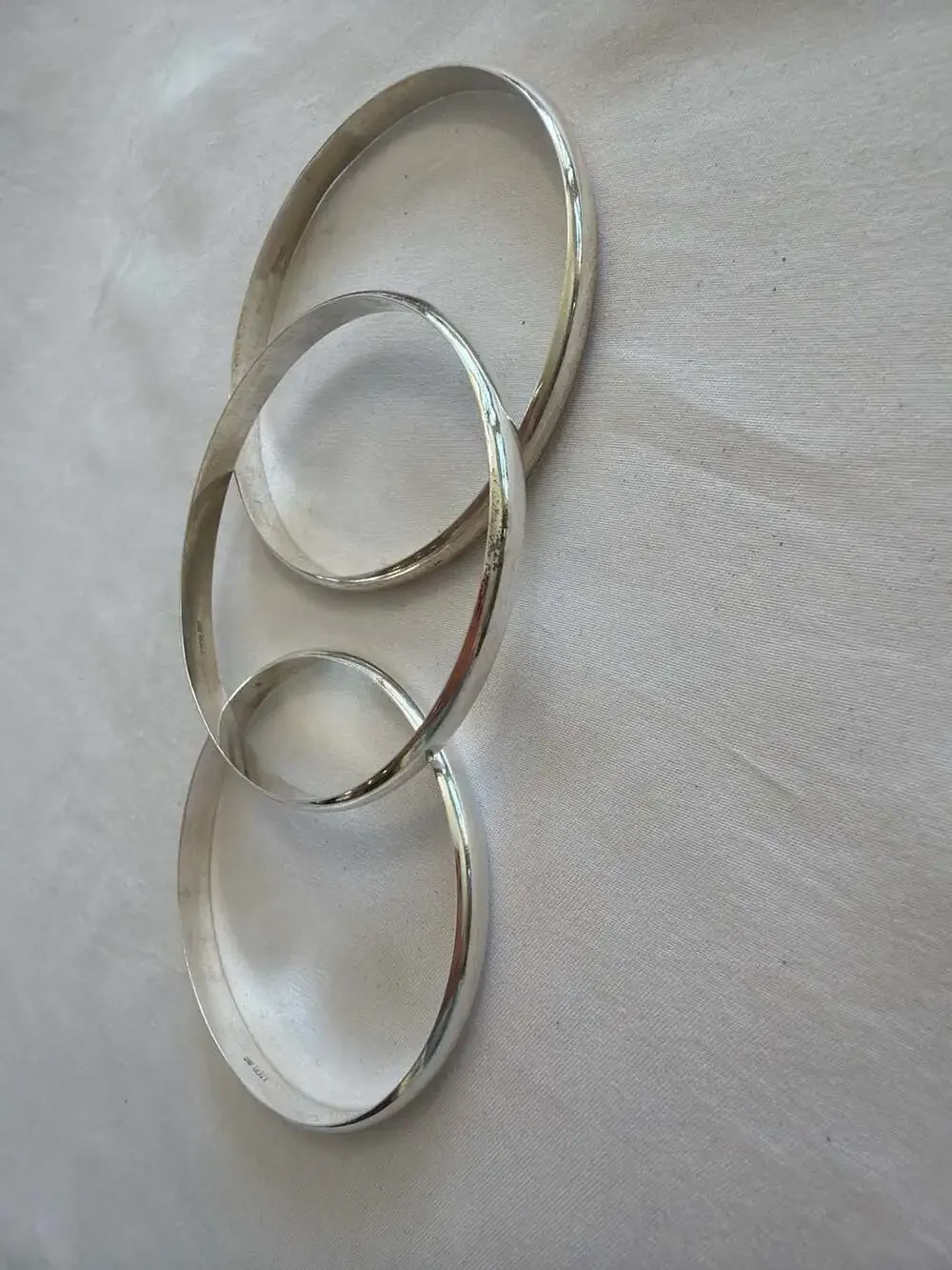 Set of 3 Vintage Sterling Silver Plain‎ Bangle Bracelets 52g